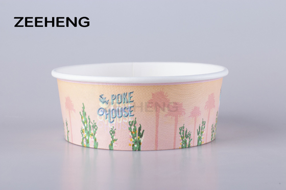 Microwave Takeaway Food Container Biodegradable Kraft Bowl 335gsm