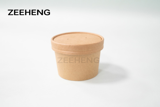 Kraft Paper Microwavable Soup Cup 8oz With Lid