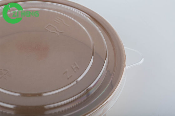 Disposable Kraft Paper Bowl 50oz Round Salad Container With Clear ...