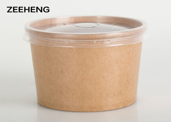 PE Coated 16oz 500ml Matt Salad Food Kraft Paper Bowls Dessert Cup With Lid