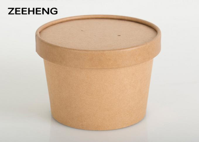 12oz 400ml Single Pe Coating Kraft Paper Salad Bowl With Lid , Eco Friendly