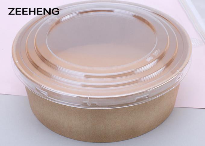 12oz 400ml Single Pe Coating Kraft Paper Salad Bowl With Lid , Eco Friendly